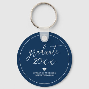 Elegant Navy Blue Graduate 2026 Graduation Key Ring