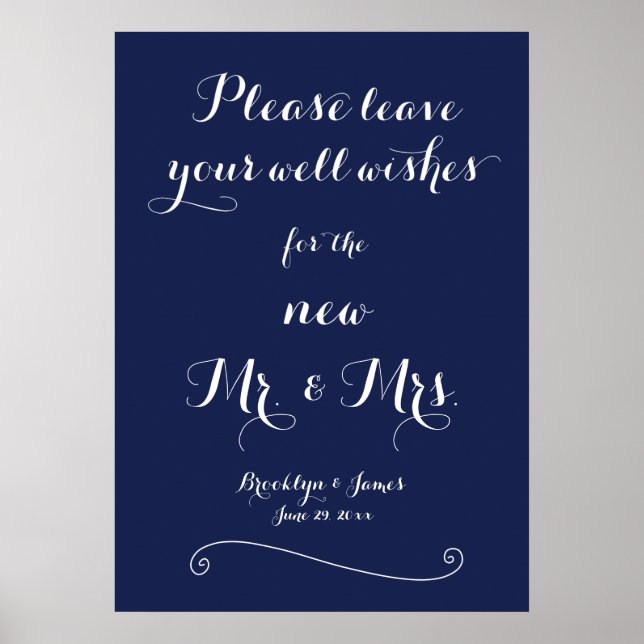 Elegant Navy Blue Guestbook Sign (Front)