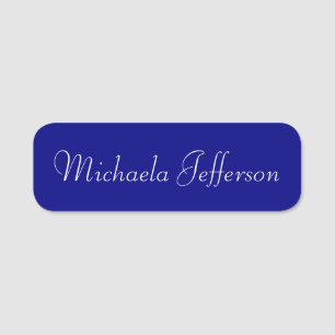 Elegant Navy Blue Handwritten Calligraphy Name Tag