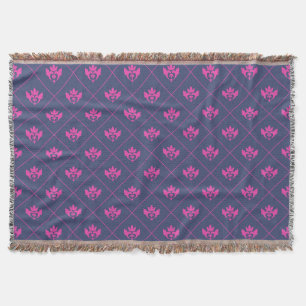 Elegant Navy Blue Hot Pink Ornament Pattern Throw Blanket