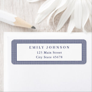 Elegant Navy Blue Houndstooth Return Address