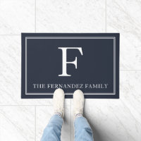 Elegant Navy Blue Initial Family Name