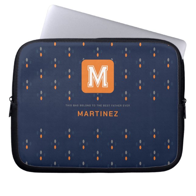 Elegant Navy Blue Laptop Sleeve (Front)