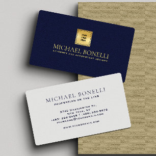 Elegant Navy Blue Leather Professional Your Logo Business Card