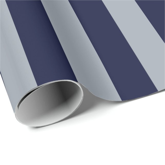 Elegant Navy Blue Light Blue Striped Pattern Wrapping Paper (Roll Corner)