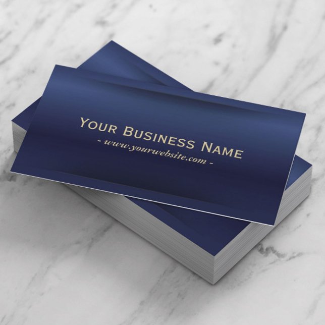 Elegant Navy Blue Metallic Professional Business Card (Creator Uploaded)