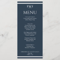 Elegant Navy Blue Minimal Monogram Dinner Wedding