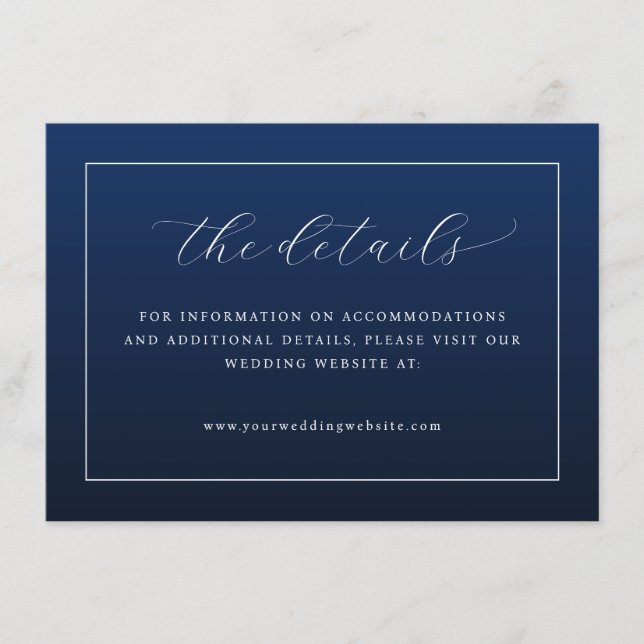 Elegant Navy Blue Minimalist Enclosure Card (Front)