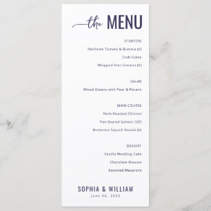 Elegant Navy Blue Minimalist Menu