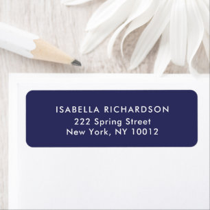 Elegant Navy Blue Minimalist Return Address Label