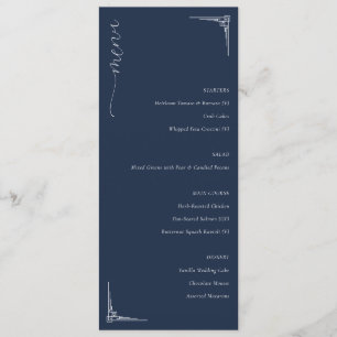 Elegant Navy Blue Minimalist Wedding Menu