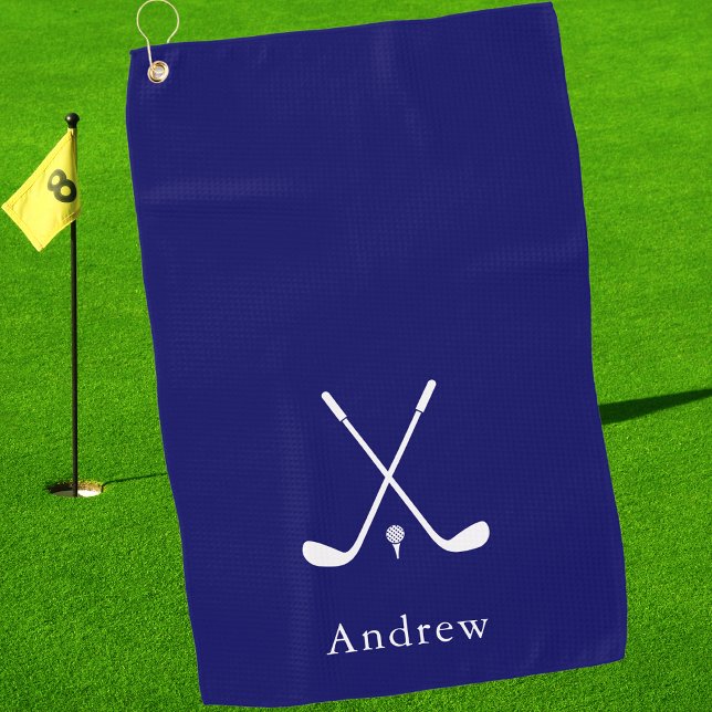 Elegant Navy Blue Modern Monogrammed Golf Towel (Creator Uploaded)