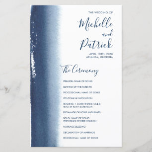 Elegant Navy Blue Modern Wedding Program