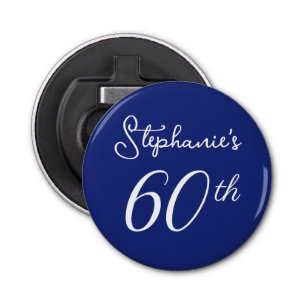 Elegant Navy Blue Monogram 60th Birthday Party Bottle Opener