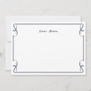 Elegant Navy Blue Monogram Border Personalised Card