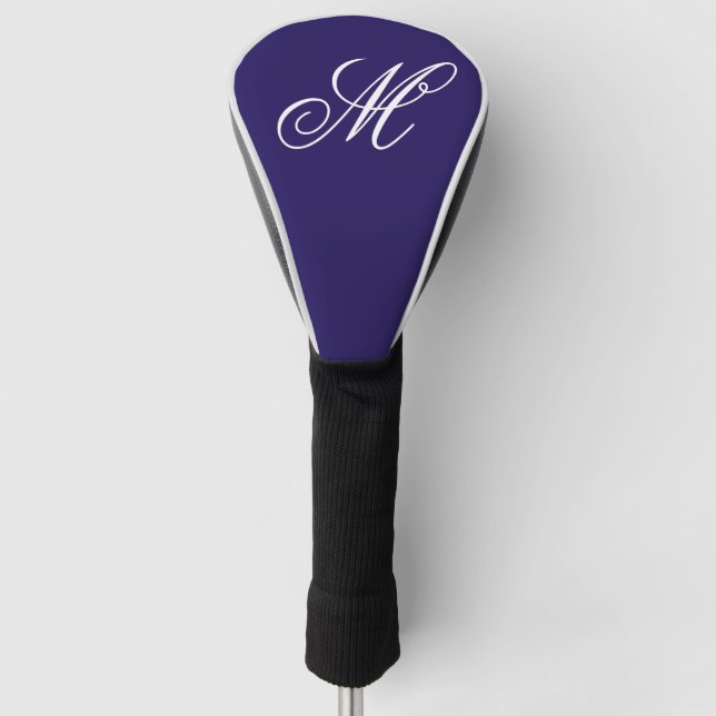 Elegant Navy Blue Monogram Initial  Golf Head Cover (Front)