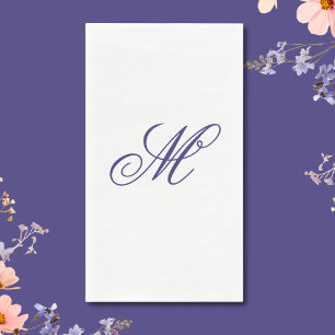 Elegant Navy Blue Monogram Initial  Napkin