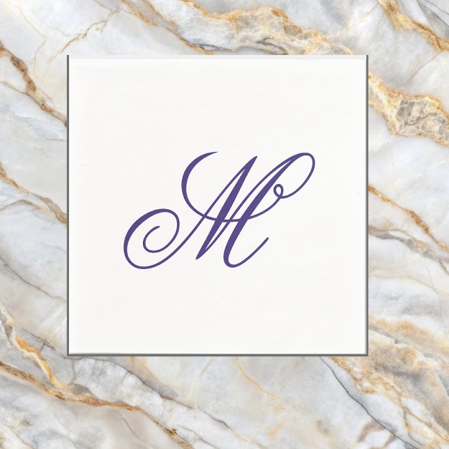 Elegant Navy Blue Monogram Initial  Napkin (Creator Uploaded)