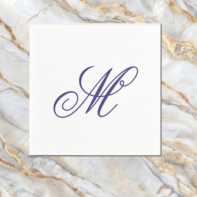 Elegant Navy Blue Monogram Initial  Napkin (Creator Uploaded)