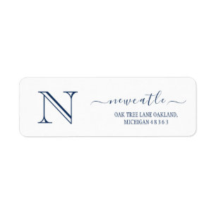 Elegant Navy blue Monogram Initial Return Address
