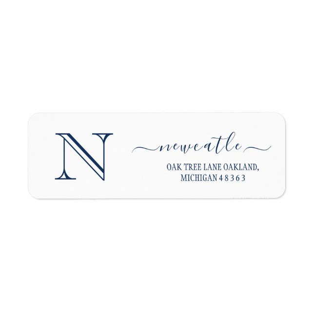 Elegant Navy blue Monogram Initial Return Address (Front)