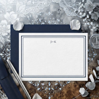 Elegant Navy blue Monogram Modern Calligraphy Card
