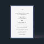 Elegant Navy Blue Monogram Modern Wedding Invitation<br><div class="desc">Modern wedding invitations featuring a clean design with serif and script fonts.</div>