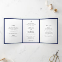 Elegant Navy Blue Monogram Modern Wedding
