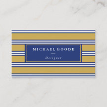 Elegant Navy Blue & Mustard Stripes