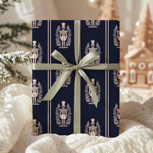 Elegant Navy Blue Nutcracker  Wrapping Paper (Creator Uploaded)