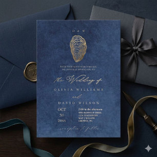 Elegant Navy Blue Ocean Wedding Invitation