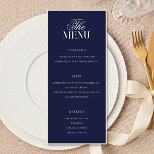 Elegant Navy Blue Old Money Wedding Menu