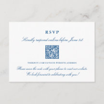 Elegant Navy Blue Online RSVP QR Code