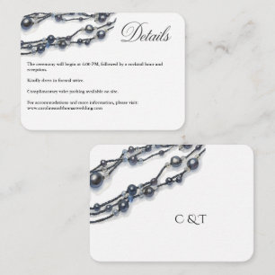 Elegant Navy Blue Pearl Watercolor Modern Wedding Enclosure Card