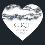 Elegant Navy Blue Pearl Watercolor Modern Wedding  Heart Sticker<br><div class="desc">Announce your special day with timeless elegance through this pearl-themed wedding design, featuring a luxurious watercolor illustration of navy and silver-grey beads. The layout showcases hand-painted pearl strands delicately arranged across the top, adding depth and subtle 3D texture. Set against a soft ivory paper background, the composition balances classic sophistication...</div>