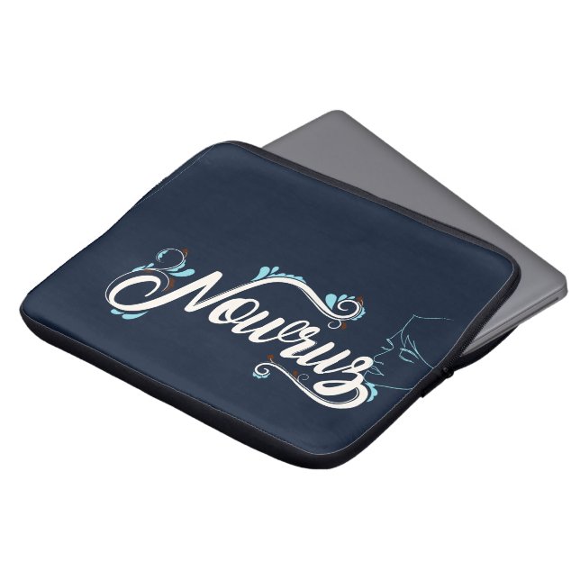 Elegant Navy Blue Personalised Name Laptop Sleeve  (Front Top)