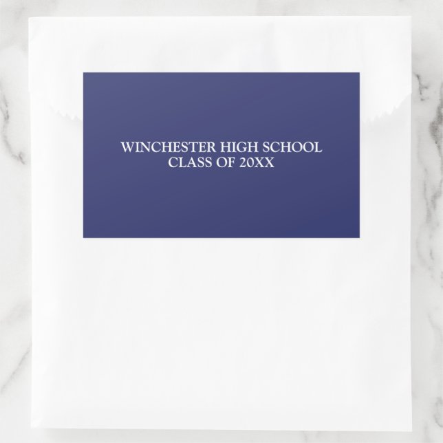 Elegant navy blue personalised school & class year rectangular sticker (Bag)
