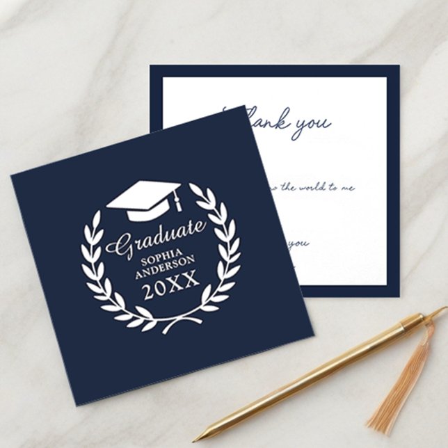 Elegant Navy Blue Personalised Thank You Card (Creator Uploaded)