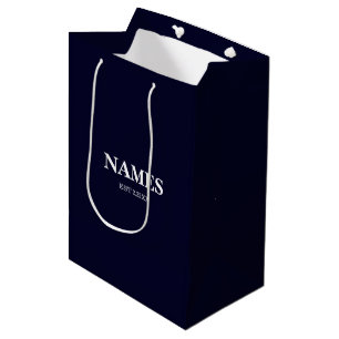 Elegant Navy Blue Personalized Name Gift Bag