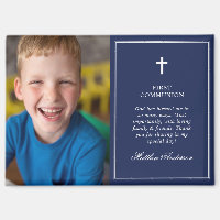 Elegant Navy Blue Photo First Holy Communion