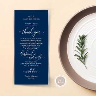 Elegant Navy Blue, Place Setting Thank You Card