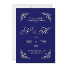 Elegant Navy Blue pop up wedding invitation