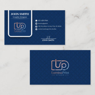 Elegant Navy Blue Professional Studio Custom Logo Business Card