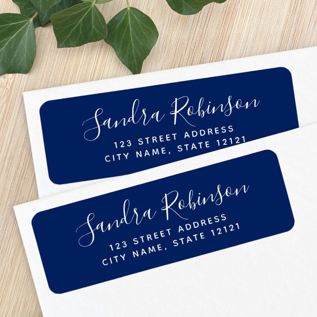 Elegant navy blue return address labels (Creator Uploaded)