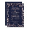 Elegant Navy Blue Rose Gold Floral Wedding Invites