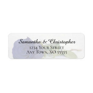 Elegant Navy Blue Rose Wedding Return Address