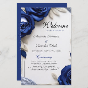 Elegant Navy Blue Roses & Silver Glitter Wedding