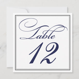 Elegant Navy Blue Script Table Number Cards