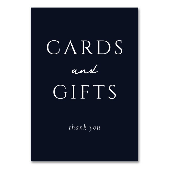 Elegant Navy Blue Serif Thank You Card (Front)