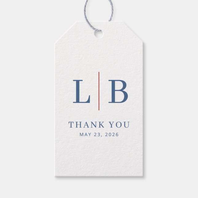 Elegant Navy Blue Serif Wedding Favor Tag (Front)